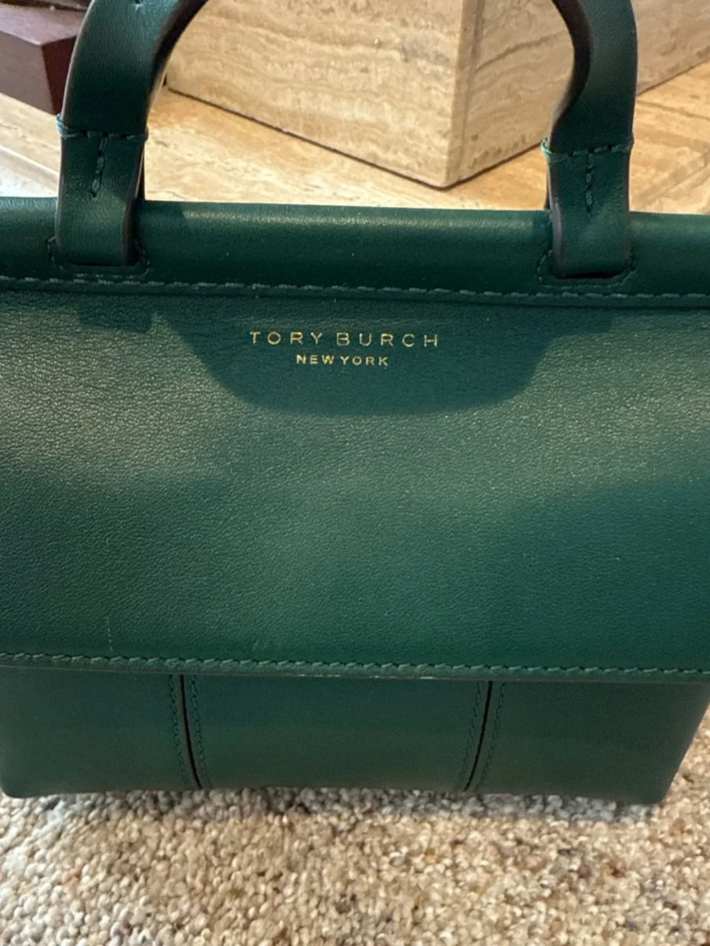 Tory Burch Emerald Green Leather Mini Top-Handle Bag